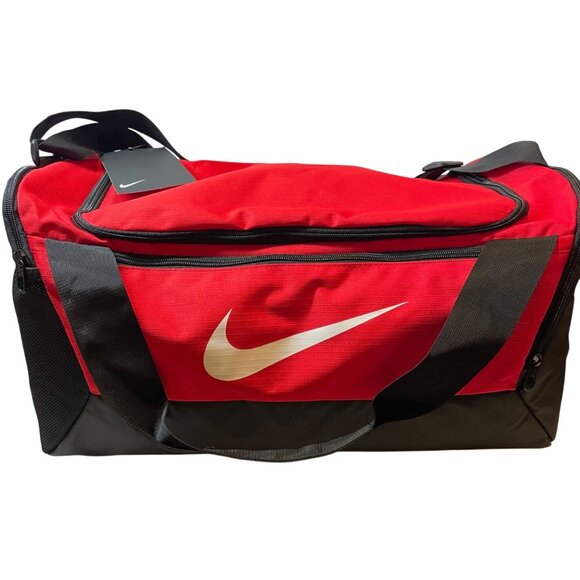 Nike Red & Black Duffle Bag With White Logo 2503 Cu In Capacity Durable Polyeste - Picture 1 of 16
